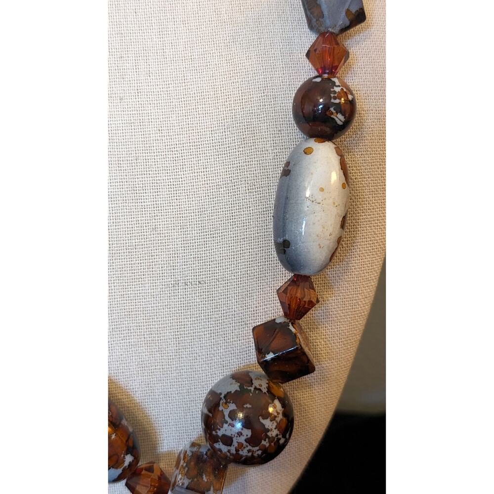 Unique Multi-Shape Gray Brown Mottled Beaded Togg… - image 3